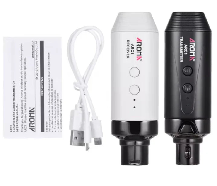 AROMA ARC 1 SISTEMA WIRELESS PER MICROFONO COMPOSTO DA TRASMETTITORE E RICEVITORE COMPATTI E PORTATILI