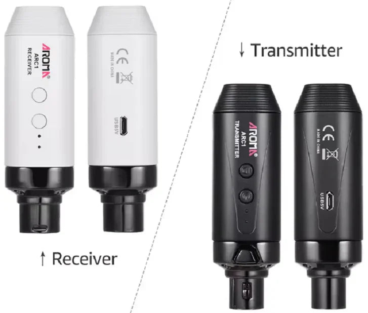 AROMA ARC 1 SISTEMA WIRELESS PER MICROFONO COMPOSTO DA TRASMETTITORE E RICEVITORE COMPATTI E PORTATILI