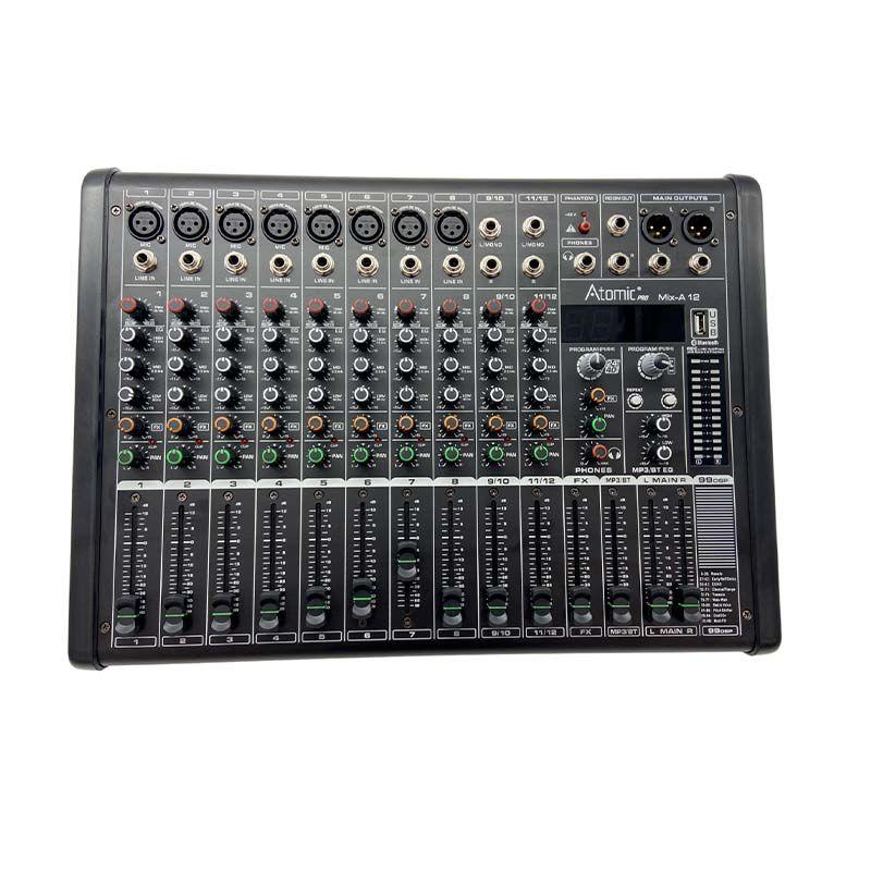 ATOMIC MIX-A 12 MIXER 8 CANALI MONO 2 STEREO 99 EFFETTI USB BLUETOOTH - TechSoundSystem.com