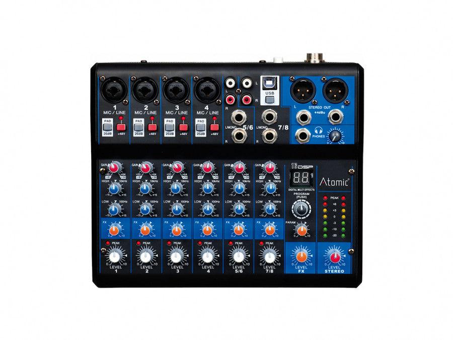 ATOMIC4DJ MIX-S 402 MIXER 4 CANALI MONO 2 STEREO 99 EFFETTI 16BIT USB PHANTOM 48V - TechSoundSystem.com