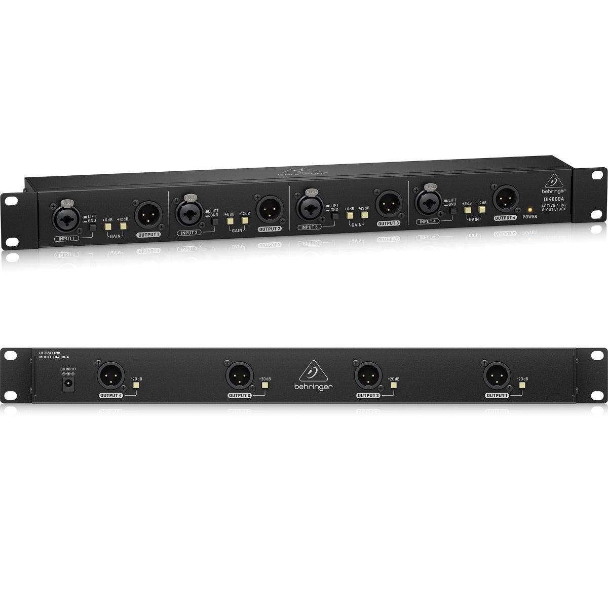 BEHRINGER DI4800A DIRECT BOX ULTRA DI-BOX ATTIVA 4 CANALI UNA UNITA RACK CONVERTITORE SEGNALE JACK A XLR - TechSoundSystem.com