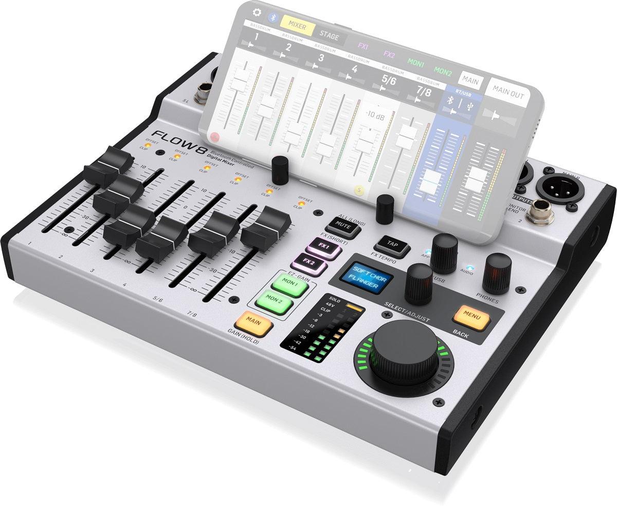 BEHRINGER FLOW 8 MIXER DIGITALE 8 INGRESSI AUDIO BLUETOOTH CONTROLLO APP 2 PROCESSORI EFFETTI USB - TechSoundSystem.com