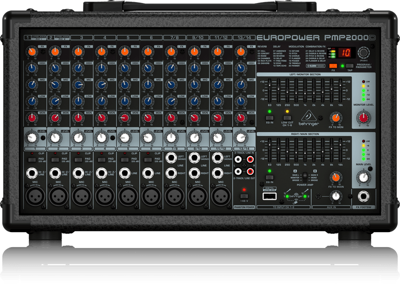 BEHRINGER PMP2000D MIXER AMPLIFICATO CON EFFETTI DIGITALI 14 CANALI 2000 WATT - TechSoundSystem.com