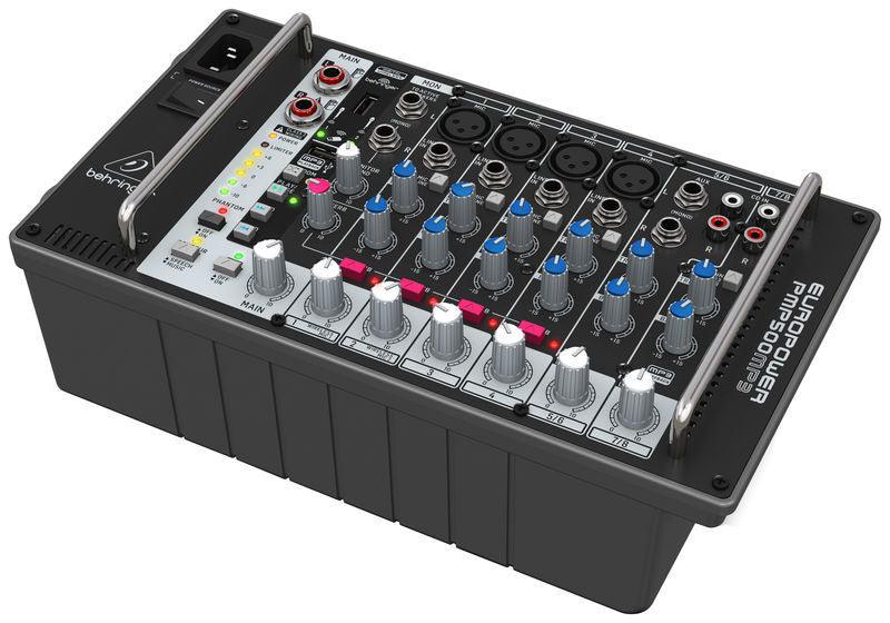 BEHRINGER PMP500MP3 EUROPORT MIXER AMPLIFICATO 8 CANALI EFFETTI FBQ 500 WATT 4 MIC XLR IN + 2 STEREO - TechSoundSystem.com