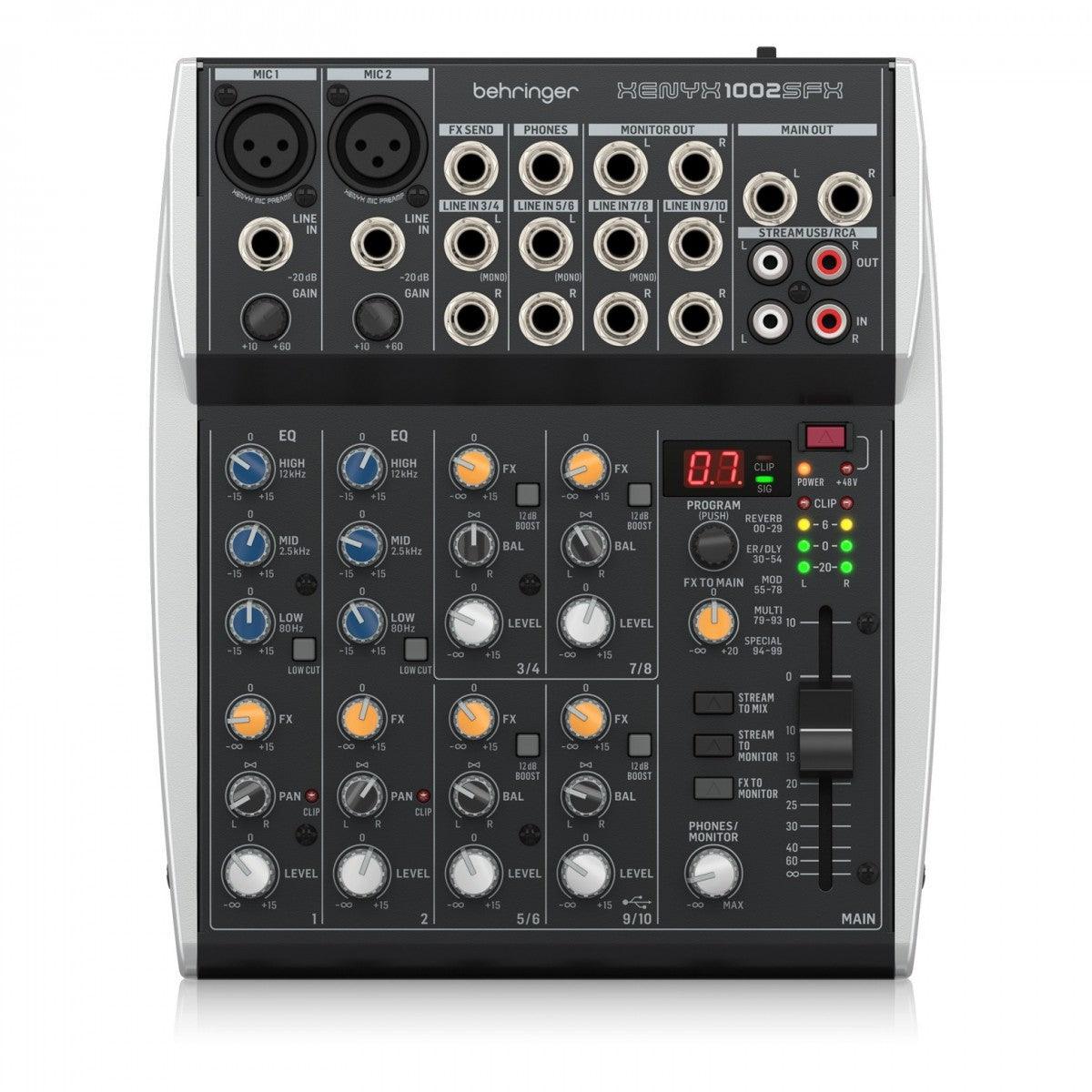 BEHRINGER XENYX 1002SFX MIXER 10 INPUT EFFETTI KLARK TEKNIK INTERFACCIA USB - TechSoundSystem.com