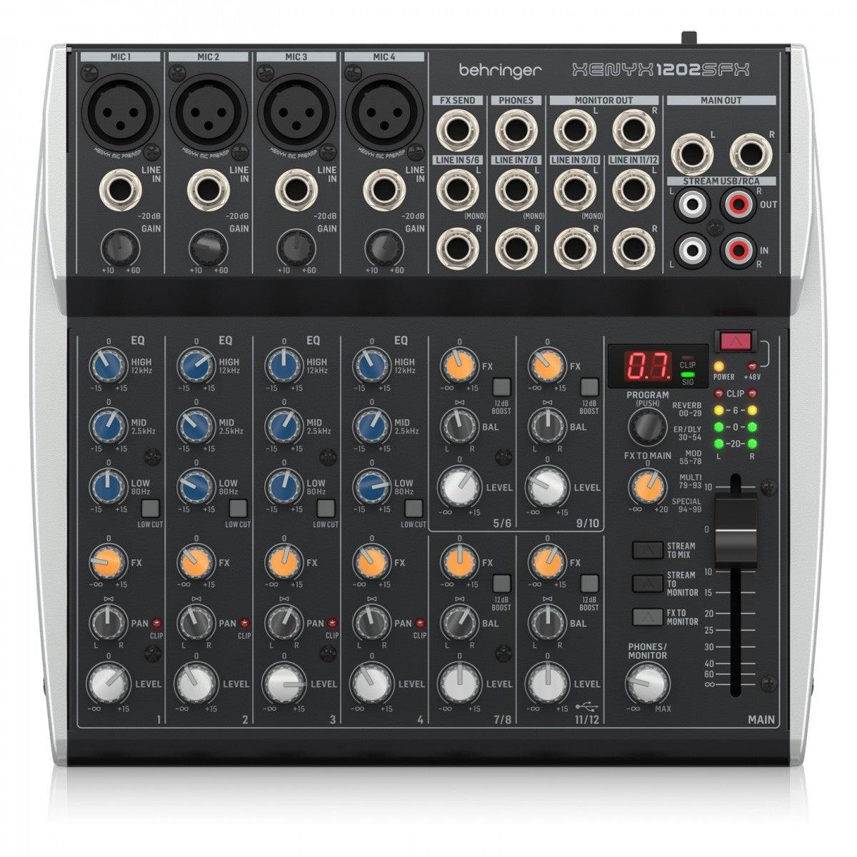 BEHRINGER XENYX 1202SFX MIXER 12 INPUT EFFETTI KLARK TEKNIK INTERFACCIA USB - TechSoundSystem.com