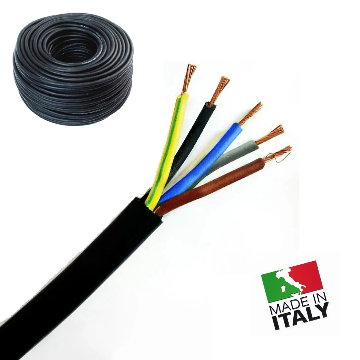 CAVO ALIMENTAZIONE H07RN-F 5G25 MM2 ISOLAMENTO NEOPRENE CON 5 CONDUTTORI SEZIONE 25MMQ ( AL METRO )