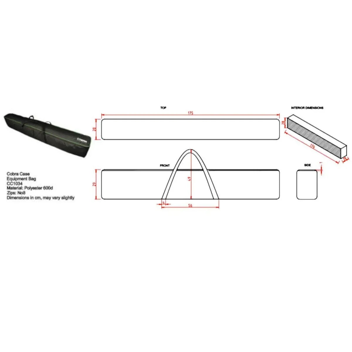 COBRA CC1034 BAG CUSTODIA PER WIND-UP BORSA IMBOTTITA 1750 X 190 X 280 MM