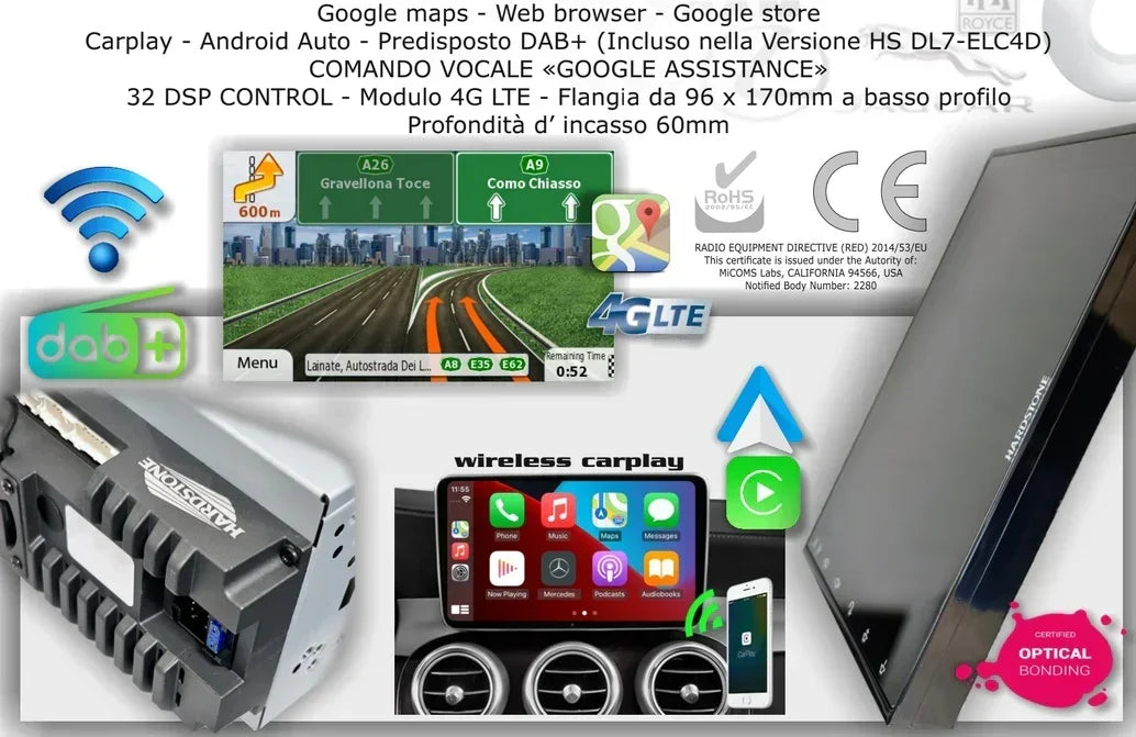 Hardstone HS-DL7-ELC4 Autoradio Android 11 – 8 CORE UHD-QLED da 7"