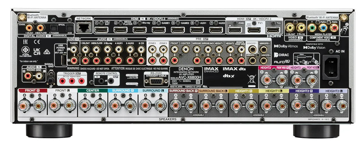 Denon AVC-X6800H Amplificatore AV 11.4 canali fino a 205 Watt per canale, Dolby Atmos e DTS:X