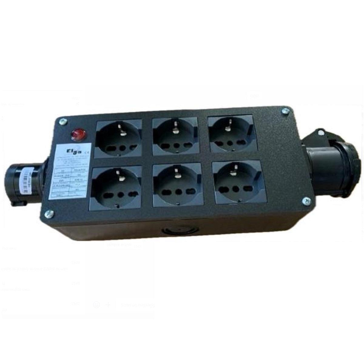 ELGA PCN-6UPCN POWERBOX PASSANTE CEE 16A-3P 6 PRESE UNEL 10A-16A-SHUKO CON RILANCIO E SPIA DI RETE - TechSoundSystem.com