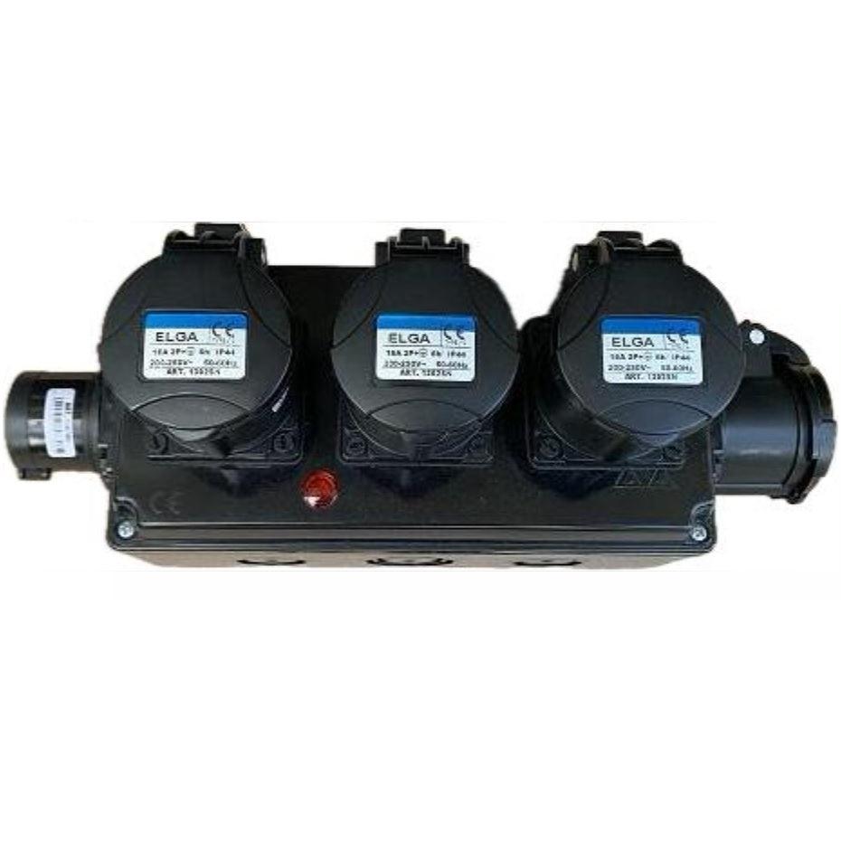 ELGA PCN-3CPCN POWERBOX PASSANTE MONOFASE DA SPINA CEE 16A-3P A 4 USCITE SU PRESE CEE 16A-3P E SPIA DI RETE - TechSoundSystem.com