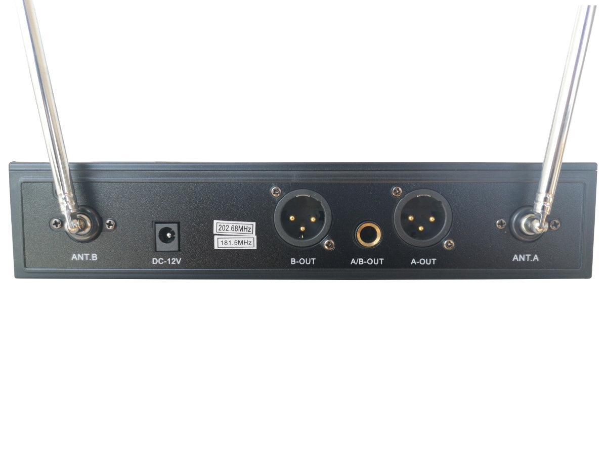 EXTREME WM2000D-VHL DOPPIO RADIOMICROFONO VHF PALMARE E AD ARCHETTO + LAVALIER + TRASMETTITORE BODYPACK + RICEVITORE TRUE DIVERSITY CON DISPLAY LCD - TechSoundSystem.com