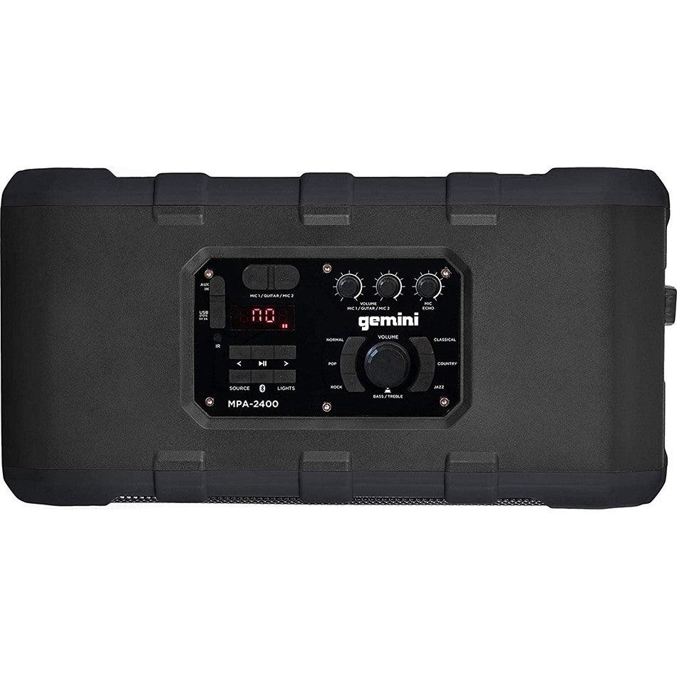 GEMINI MPA 2400 GREY CASSA ATTIVA A BATTERIA 240W CON PLAYER USB E BLUETOOTH + TROLLEY INTEGRATO COLORE GRIGIO - TechSoundSystem.com