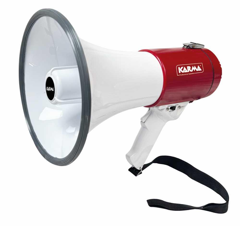 KARMA GT 1223LI Megafono 15W ricaricabile con sirena e fischietto - TechSoundSystem.com