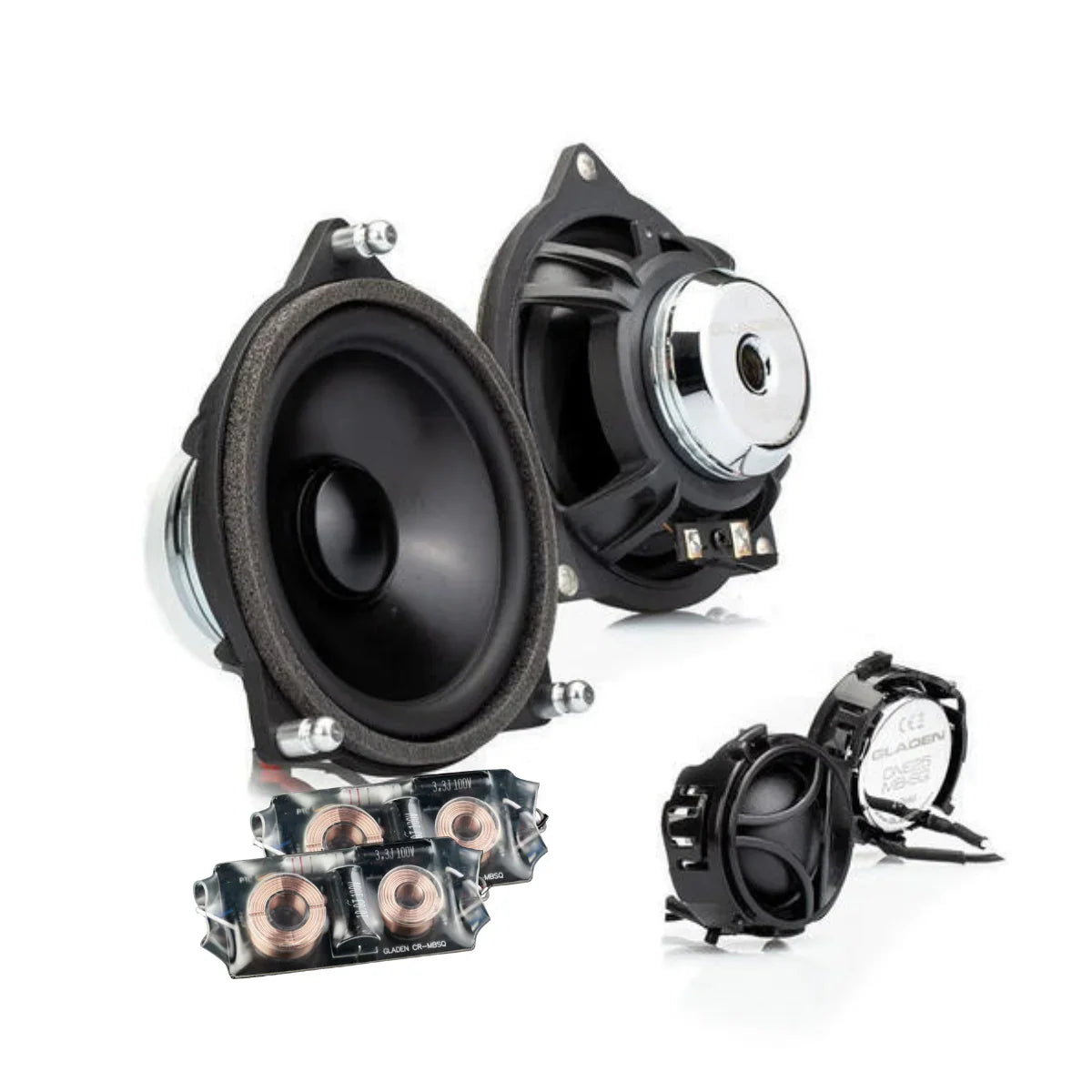 Gladen ONE 100.2 MB-SQ Kit audio a 2 vie parzialmente attivo per Mercedes C / E / GLC 100mm 3 Ohm 120W RMS