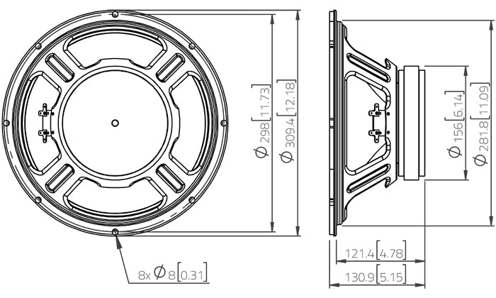 Lavoce FSF122.02 altoparlante full range 12” 8 Ohm 300W