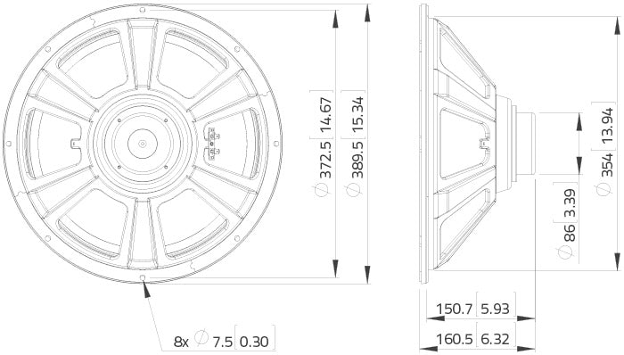 Lavoce WSN152.50 woofer da 380mm 8 Ohm 500W