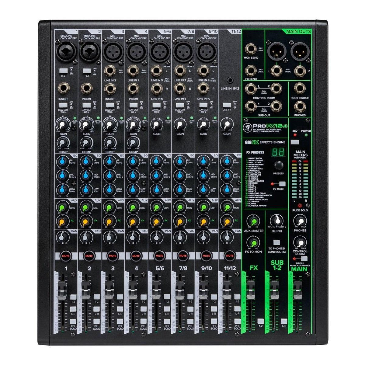 MACKIE PROFX12 V3 MIXER PROFESSIONALE 12 CANALI EFFETTI INTERFACCIA AUDIO 2x4 I/O USB - TechSoundSystem.com