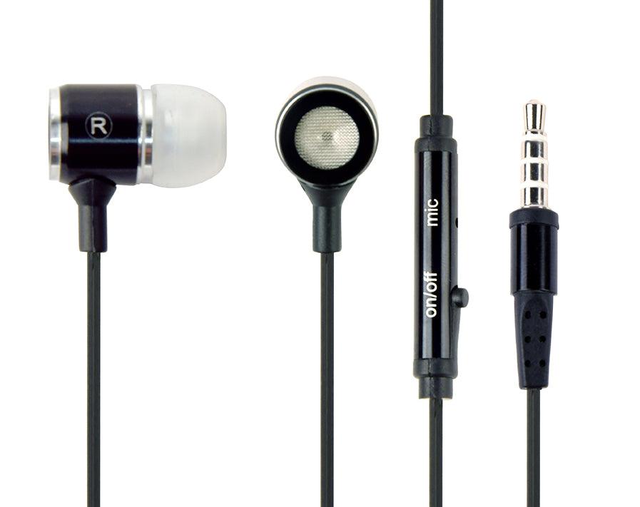 GEMBIRD METAL EARPHONES WITH MICROPHONE, BLACK - TechSoundSystem.com