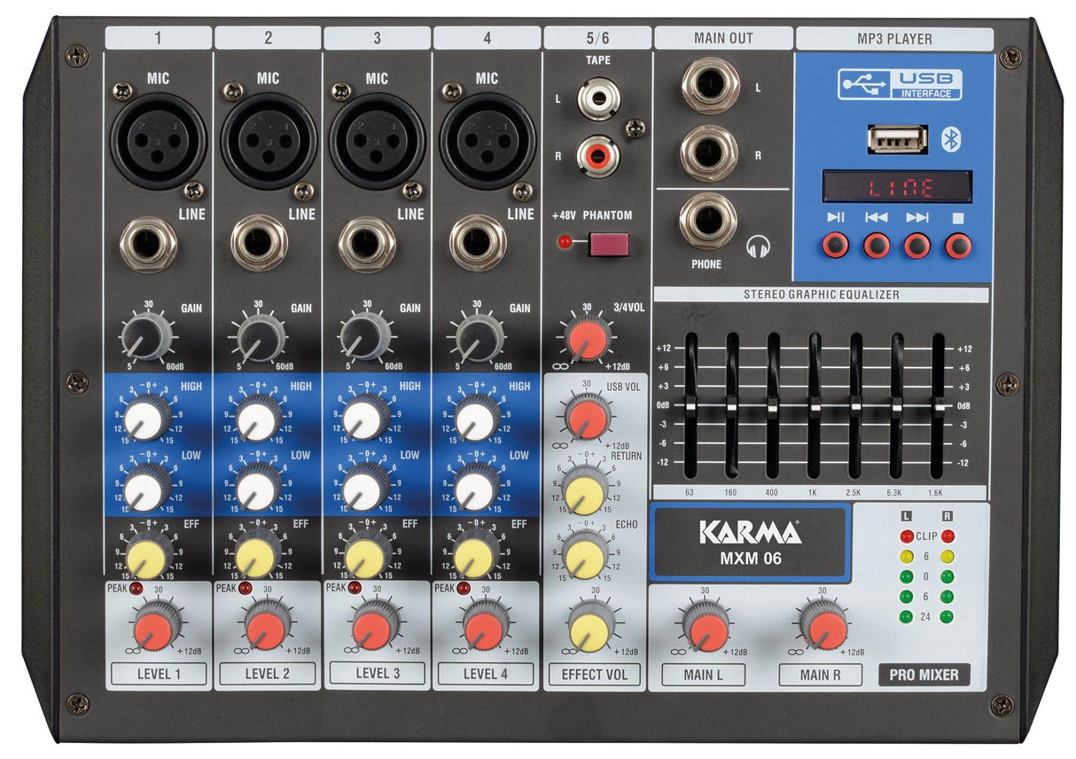 KARMA MXM 06 Mixer microfonico 6 canali - TechSoundSystem.com