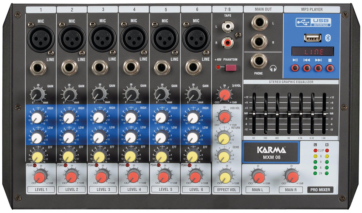 KARMA MXM 08 Mixer microfonico 8 canali - TechSoundSystem.com