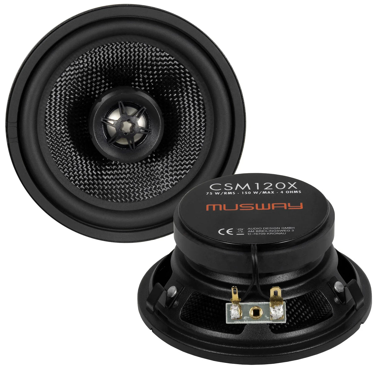 Musway CSM120X Kit 2 vie altoparlanti coassiali da 120mm 4 Ohm 150W per Mercedes classe E 84-97 (W124)