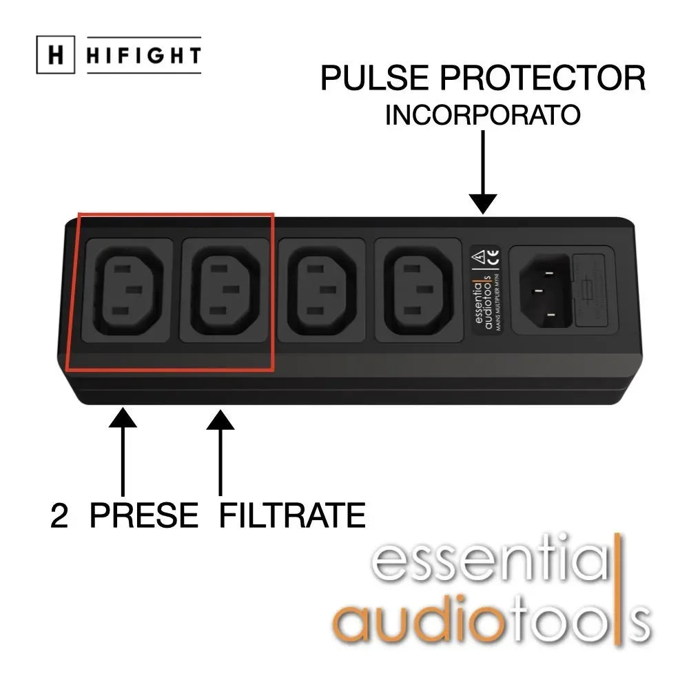 EAT Myni Multipresa di alimentazione compatta per HiFi 4 prese / 2 filtrate + 3 cavi