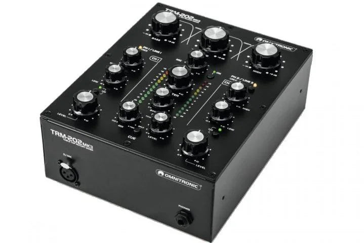 OMNITRONIC SET TRM202 MK3 MIXER ROTATIVO 2 CANALI PER DJ 2 CANALI + CASE ROADINGER