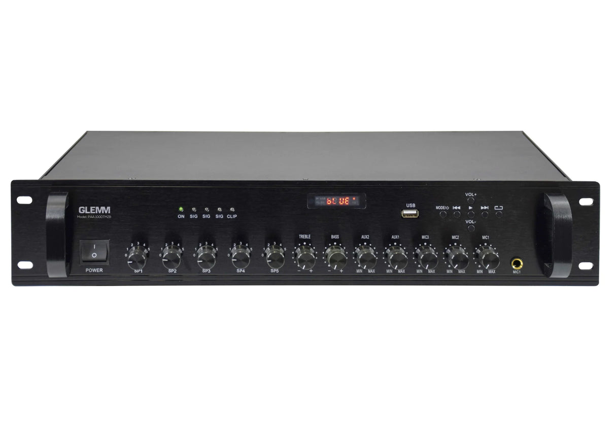 GLEMM PAA 1000TMZB Amplificatore PA 1000W - 5 zone 4-16ohm o 70/100V