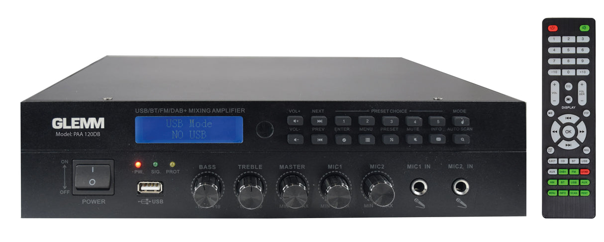 GLEMM PAA 120DB Amplificatore 120W DAB a 4-16phm o 70/100V
