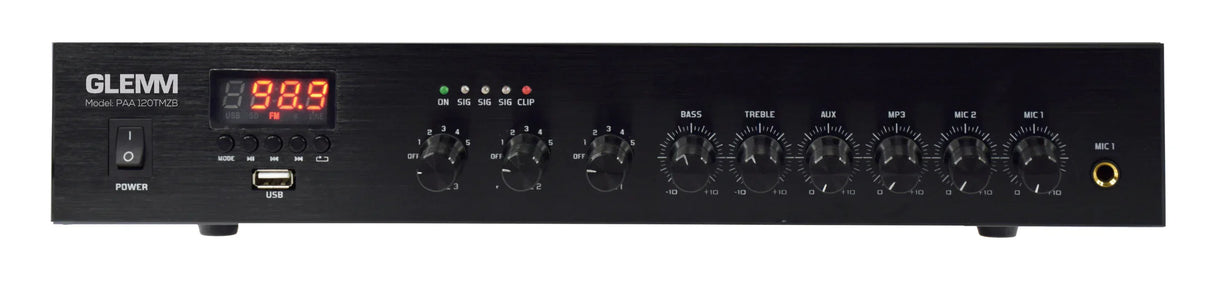 GLEMM PAA 120TMZB Amplificatore PA 120W - 3 zone 4-16ohm o 70/100V