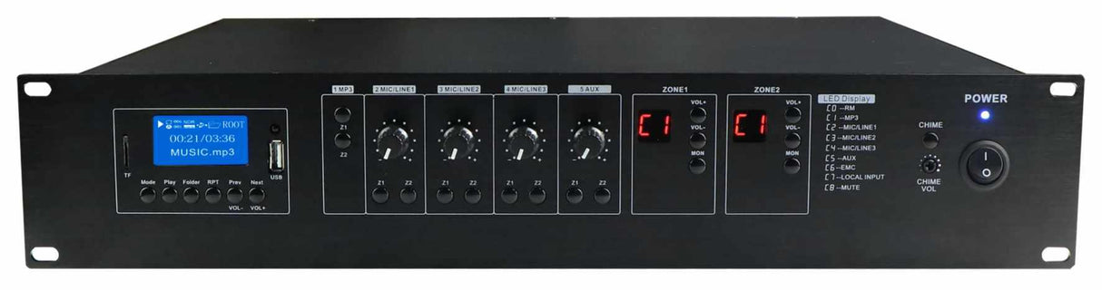 GLEMM PAA 2240 Amplificatore a 2 zone DAB, 480W su 8-16ohm o 70/100V