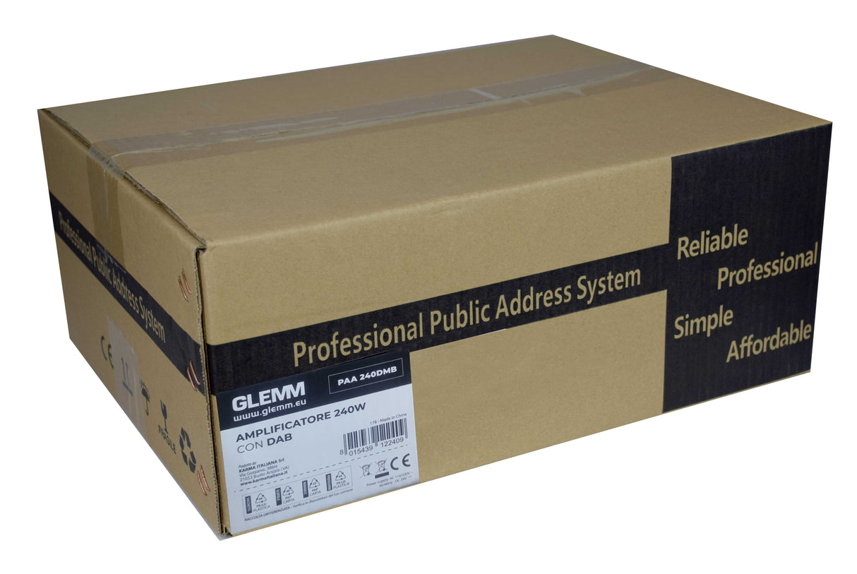 GLEMM PAA 240DMB Amplificatore PA 100V/16ohm 240W singola zona