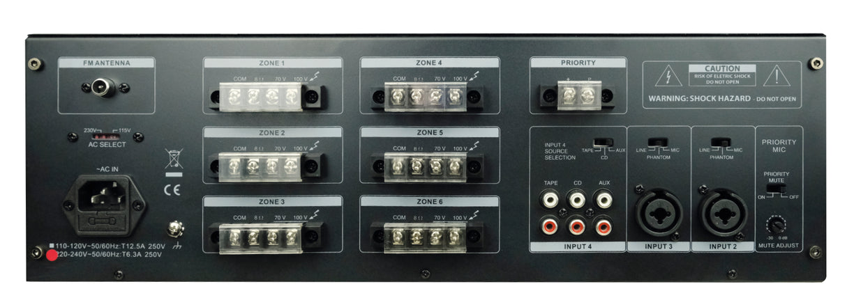 GLEMM PAA 6200TMZ Amplimixer 6 zone 1200W 8ohm/100V