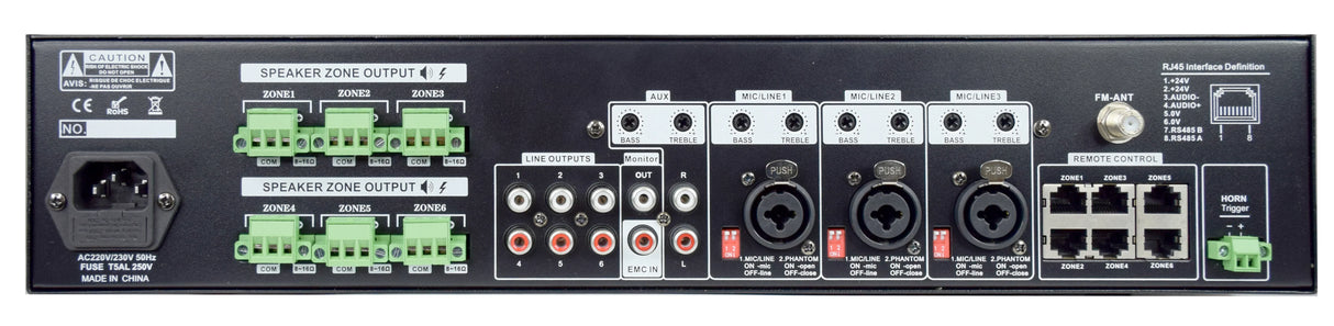 GLEMM PAA 6240DMZ Amplificatore PA a matrice 6 zone 6x240W indipendenti + DAB