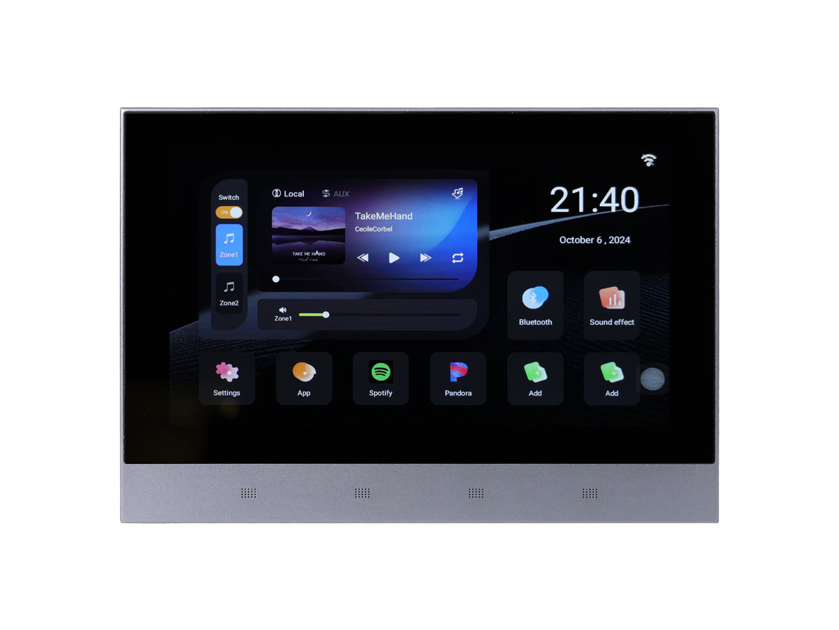 GLEMM PA 599 Amplificatore da muro 2 zone - 4 diffusori x 40W schermo touch 7" Android 11