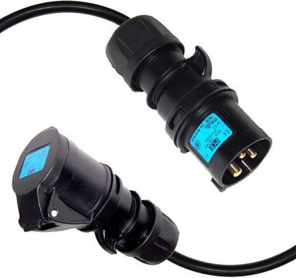 PROLUNGA CORRENTE 5 METRI CEE 16A+T IP44 3POLI CAVO NEOPRENE/H07RN-F 3x2.5 SPINA-PRESA MASCHIO-FEMMINA NERE - TechSoundSystem.com