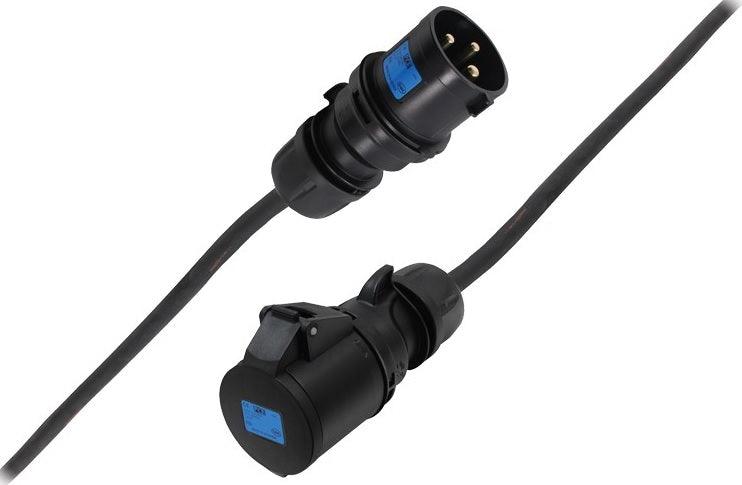 PROLUNGA CORRENTE 5 METRI CEE 32A 1PH+N+E IP44 3POLI 230V 7000W CAVO NEOPRENE/H07RN-F 3X6MM2 SPINA-PRESA MASCHIO-FEMMINA NERE - TechSoundSystem.com