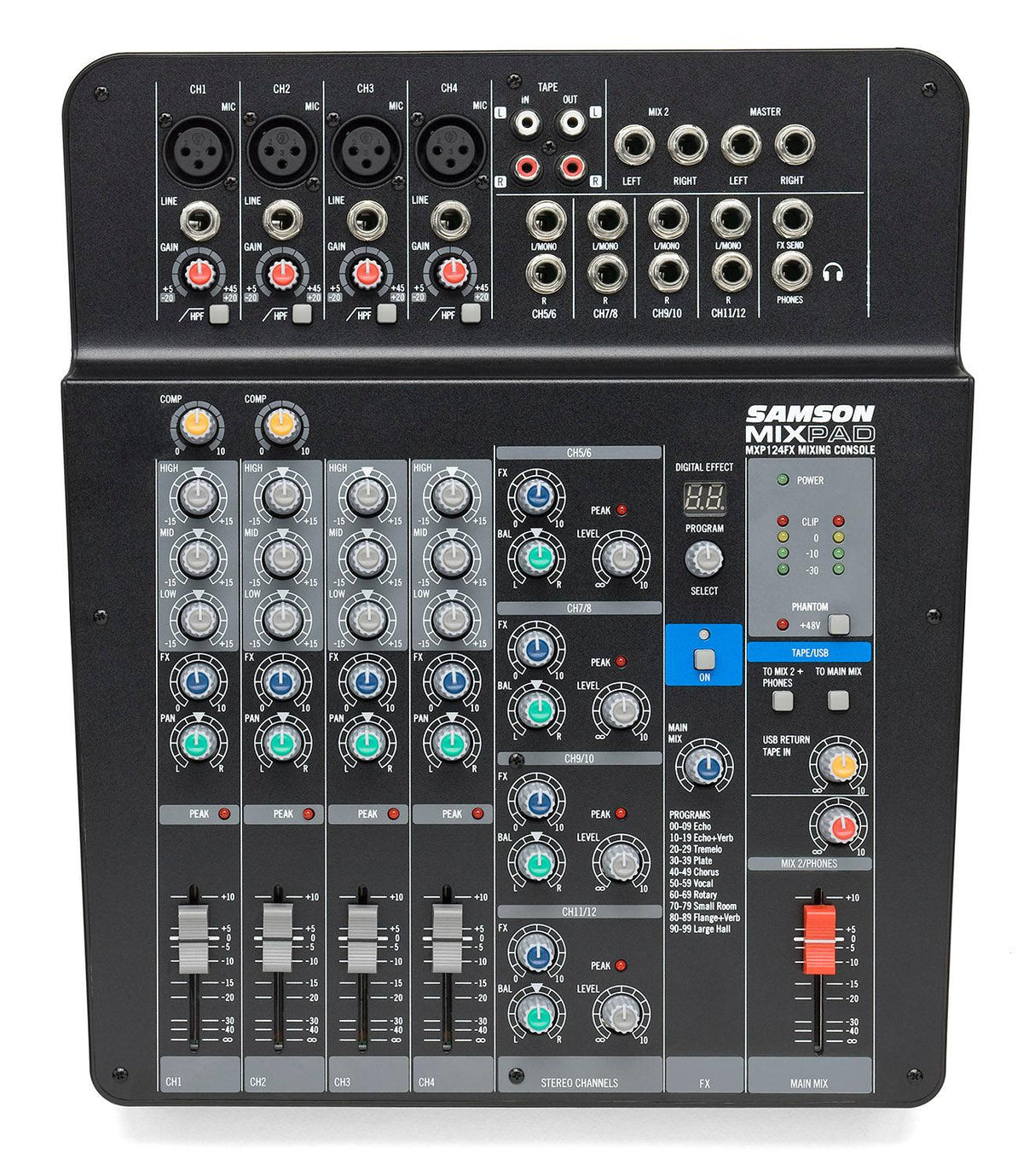 SAMSON MXP 124FX MIXER PASSIVO 12 CANALI USB CON EFFETTI - TechSoundSystem.com
