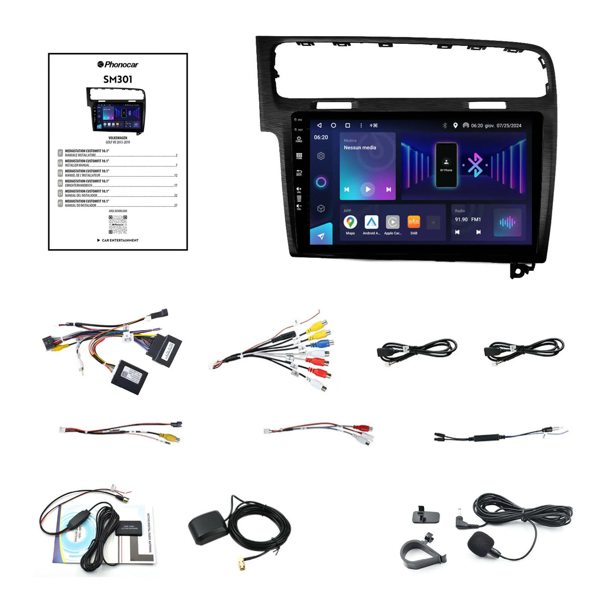 Phonocar SM301 Autoradio per VW GOLF VII (2013-2019) CUSTOM FIT 10.1" Android 13