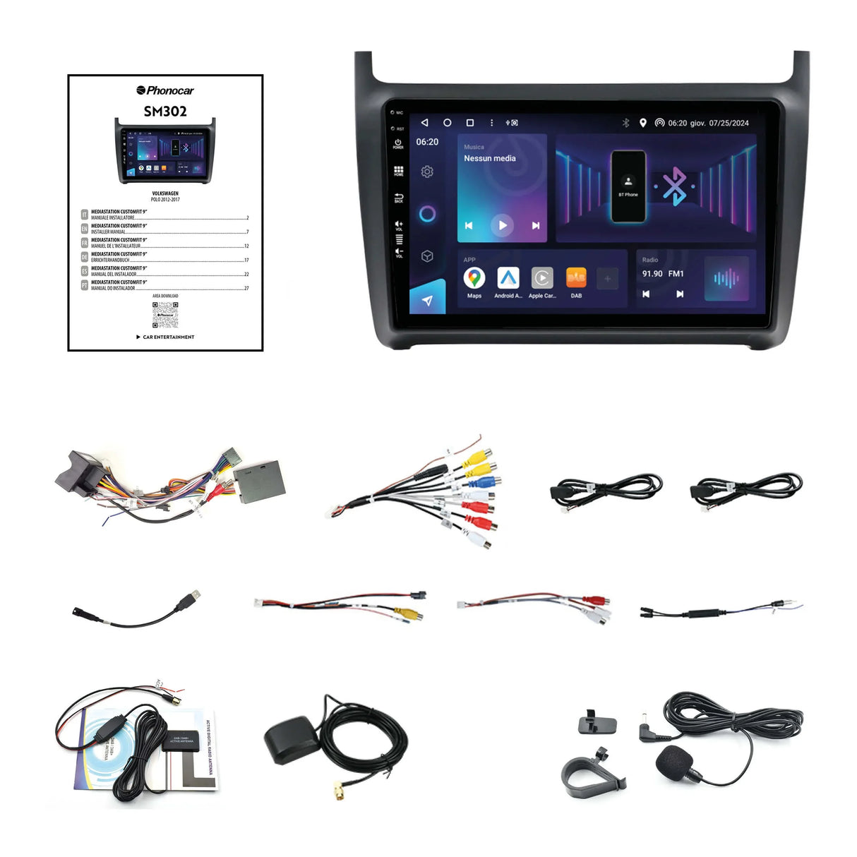 Phonocar SM302 Autoradio per VW POLO 2012-2017, CUSTOM FIT 9" Android 13