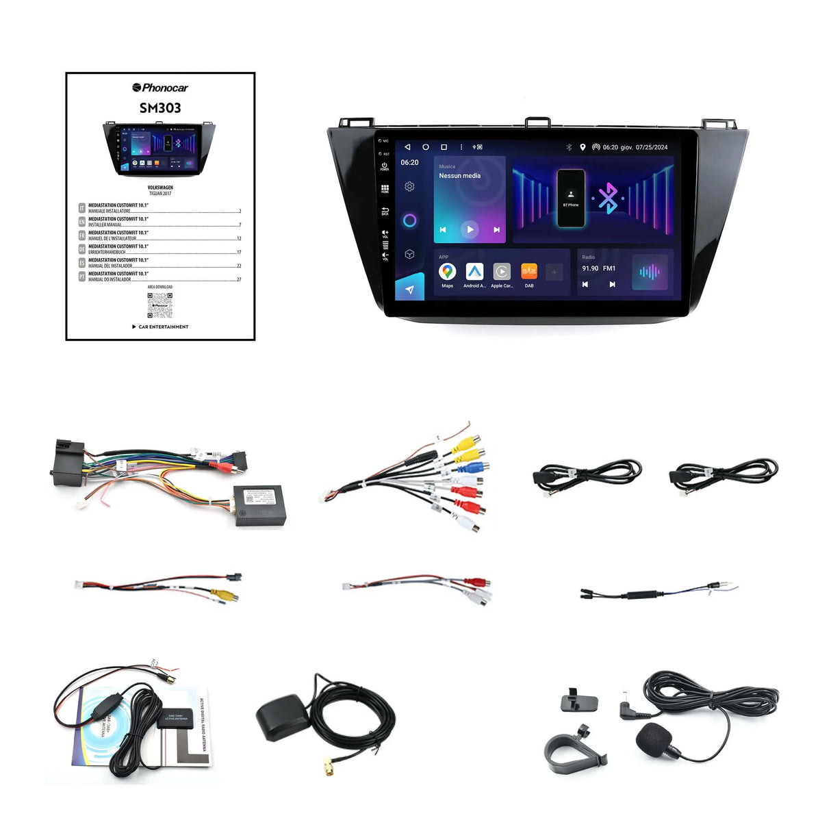 Phonocar SM303 Autoradio per VW TIGUAN dal 2017, CUSTOM FIT 10.1" Android 13