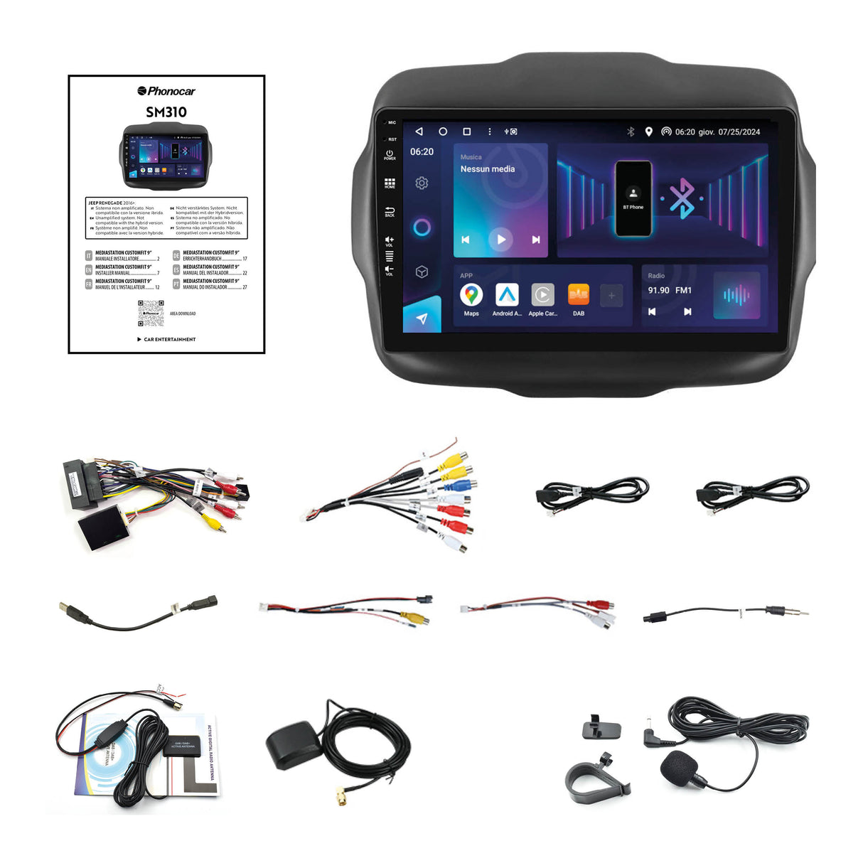 Phonocar SM310 Autoradio per JEEP RENEGADE dal 2016 CUSTOM FIT 9” Android 13