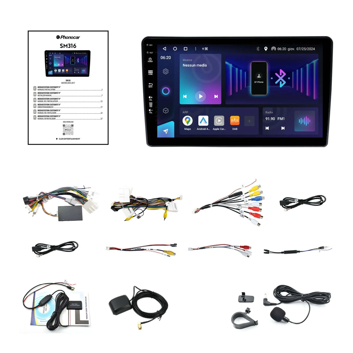 Phonocar SM316 Autoradio per DACIA DUSTER 2010-2017 CUSTOM FIT 9” Android 13