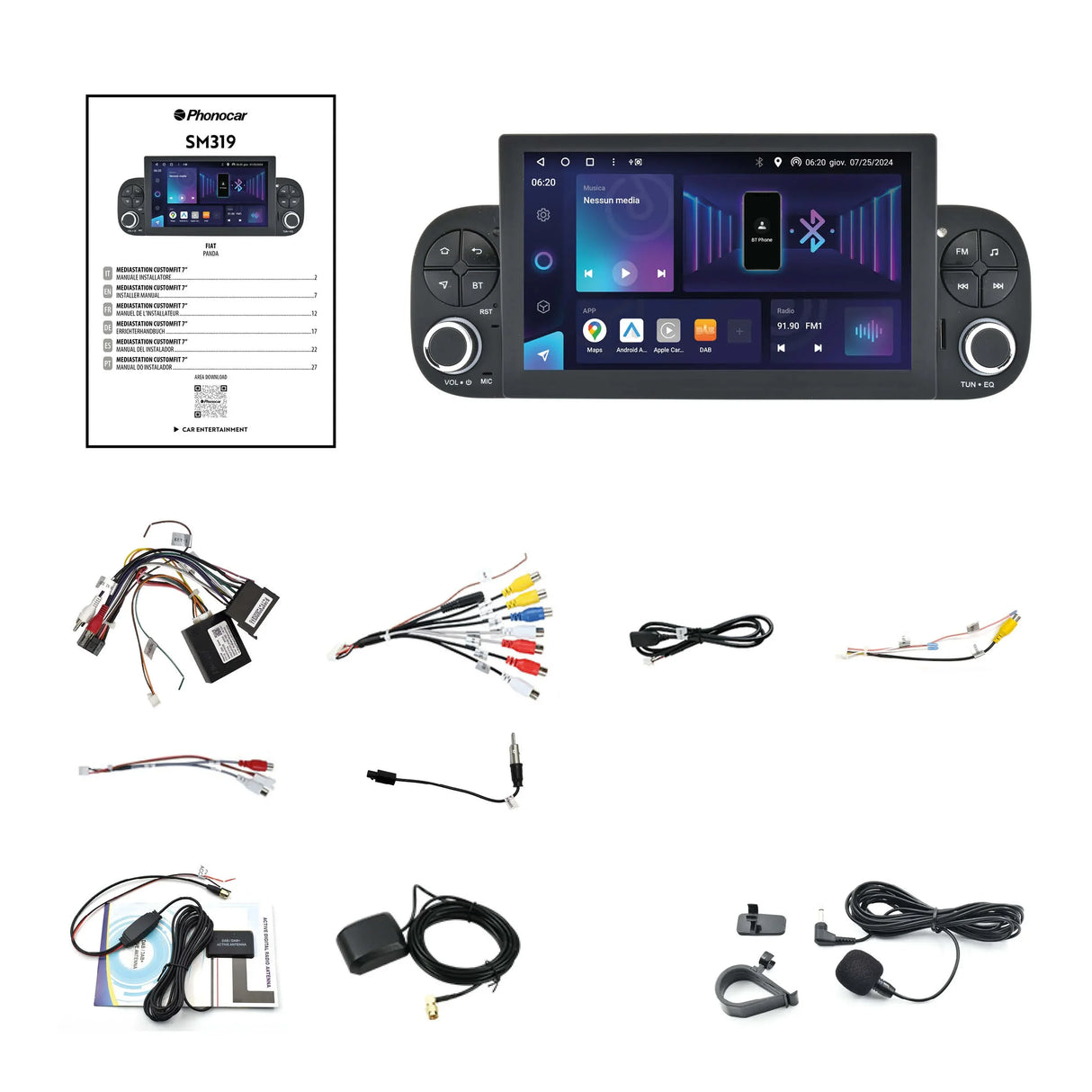 Phonocar SM319 Autoradio per FIAT PANDA dal 2012-2023 Android 13!