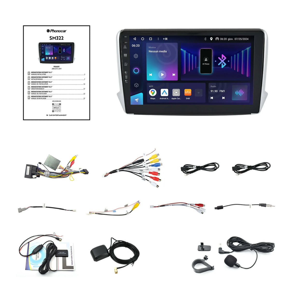 Phonocar SM322 Autoradio per PEUGEOT 2008 dal 2015 al 2019 Android 13!