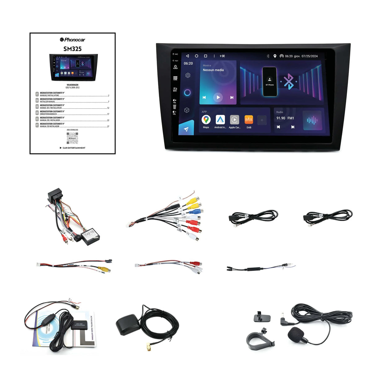 Phonocar SM325 Autoradio per GOLF VI 2008-2012, Custom fit ANDROID 13 QLED 9"