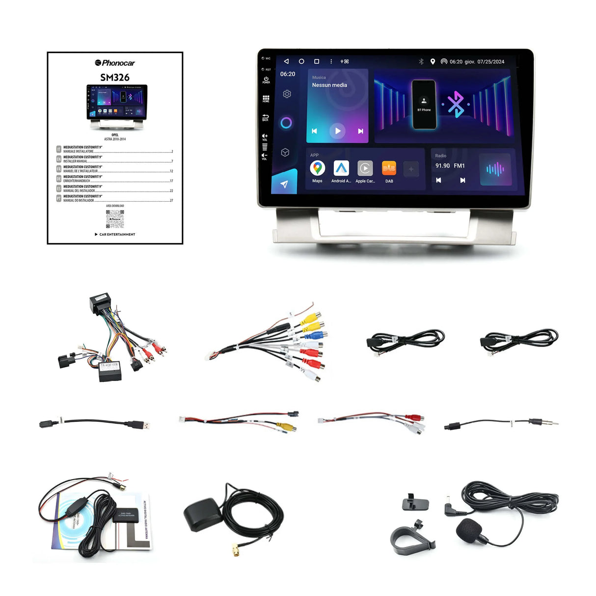 Phonocar SM326 Autoradio per OPEL ASTRA J 2010-2014, schermo 9" Android 13