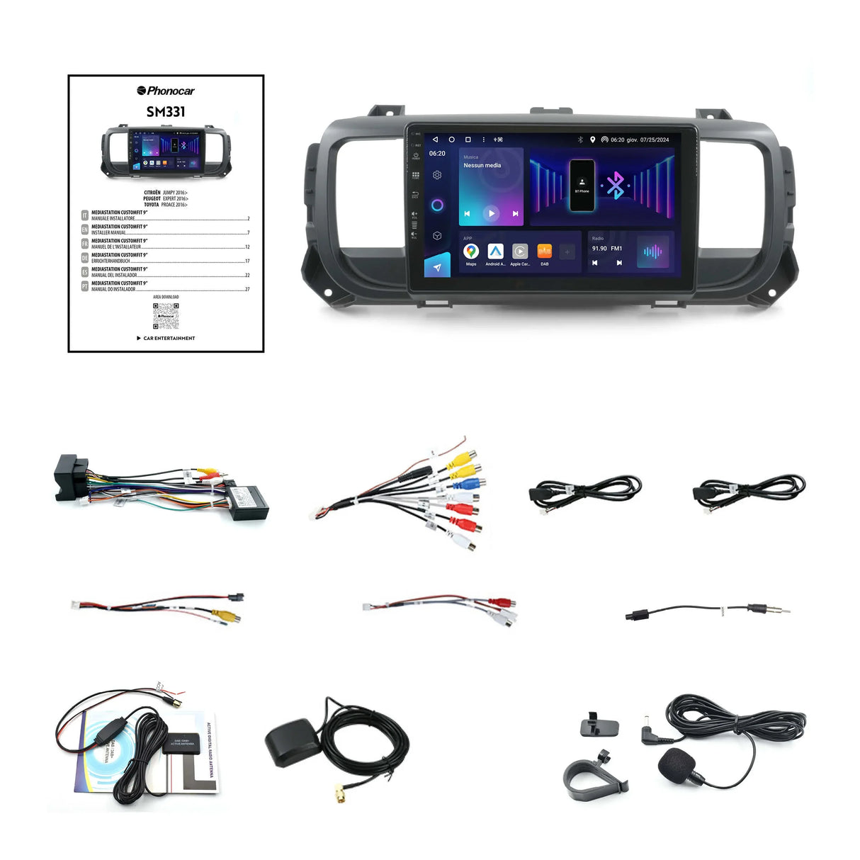 Phonocar SM331 Autoradio per CITROEN Jumpy III, PEUGEOT Expert, TOYOTA Proace, Android 13